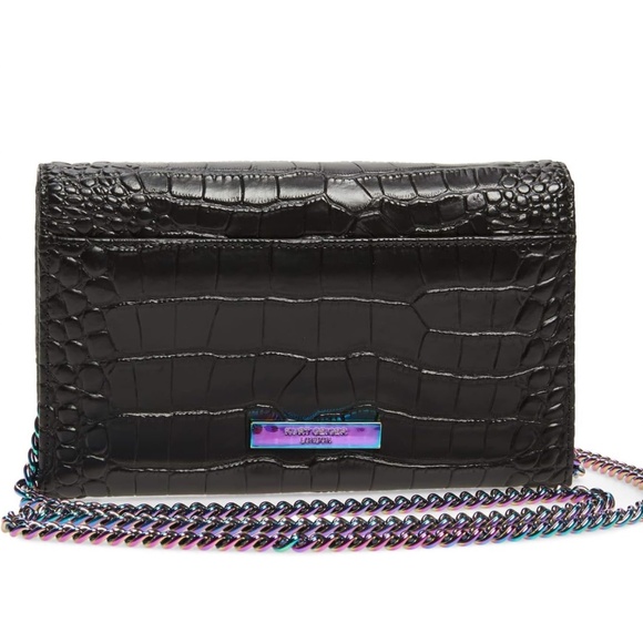 Kurt Geiger London Kensington Croc Embossed Leather Wallet on a Chain NWT - Picture 3 of 5